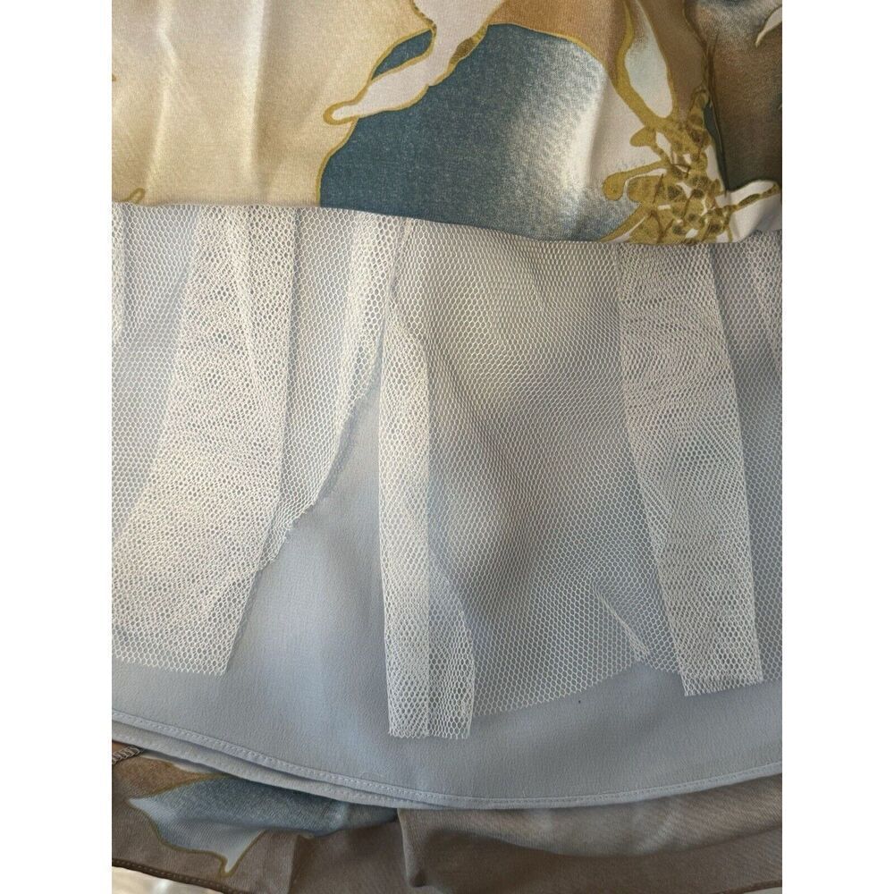 Adrianna Papell Occasions 100% Silk Blue Floral Halter Sequin Dress Y2K Sz 14 - Picture 10 of 14